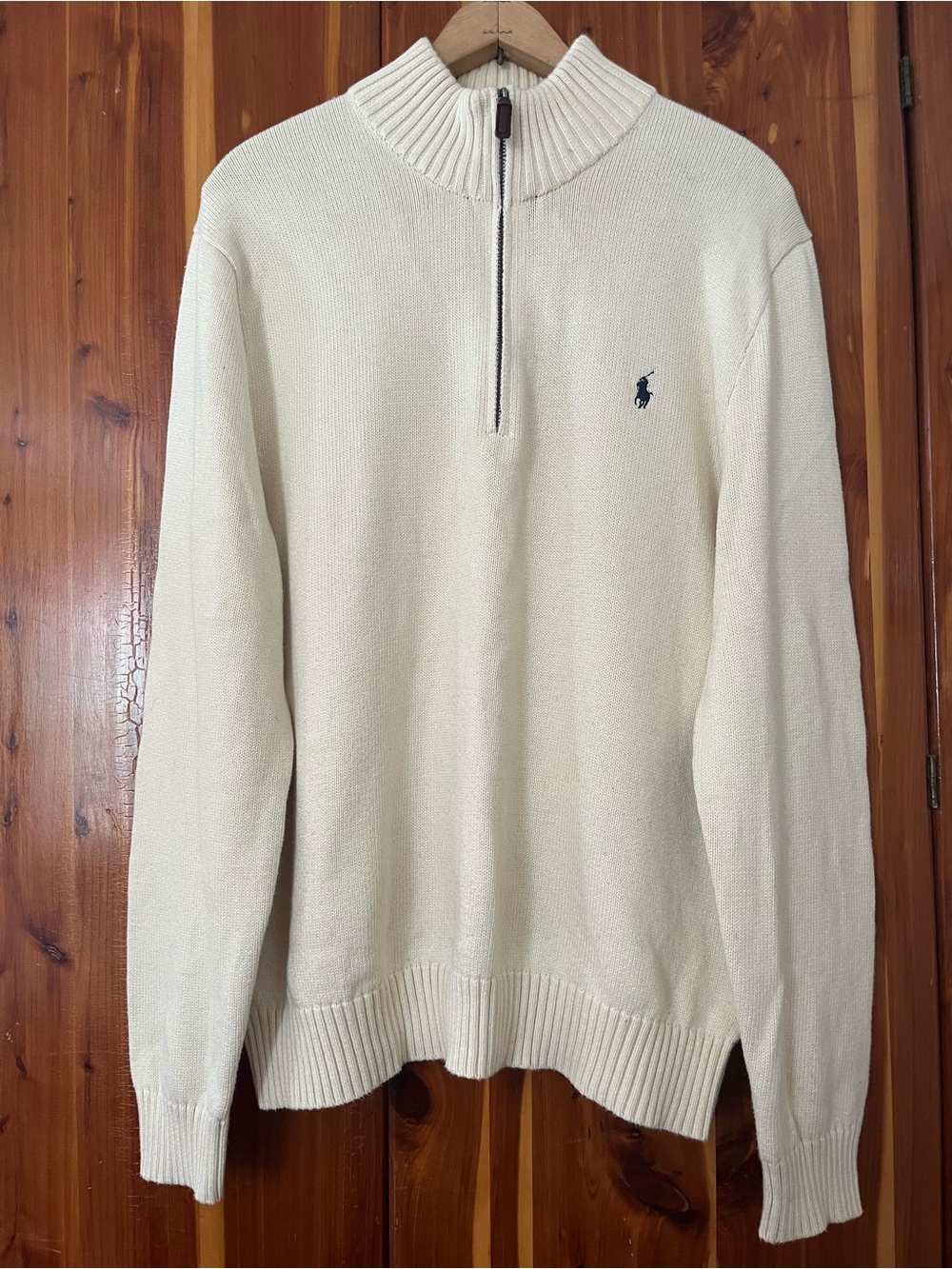 Polo by Ralph Lauren Cream Half-Zip Cotton Knit Sweater